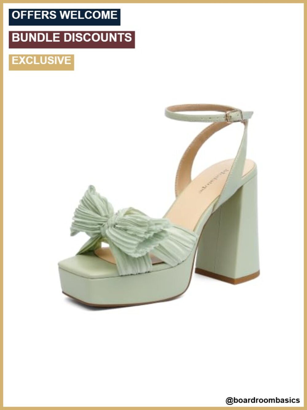 Bow Tie Platform Heels for Women Chunky Block Heel Square Open Toe Sandals